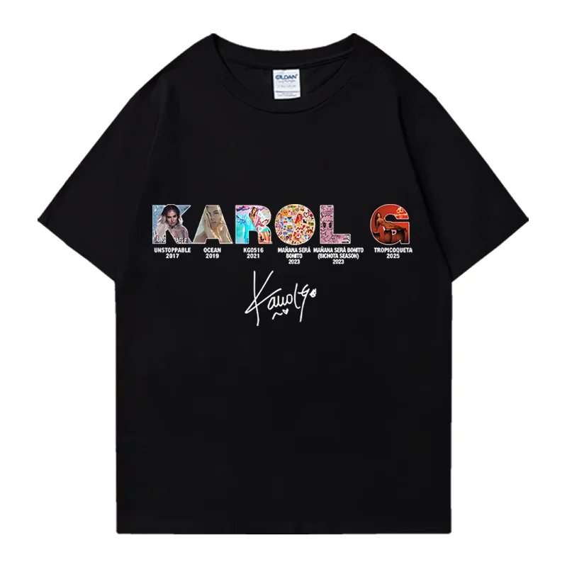 

Karol G Tropicoqueta 2025 Album print T Shirt Fashion Summer T shirts Oversized clothing Cotton Short Sleeve Hot Casual t-shirts