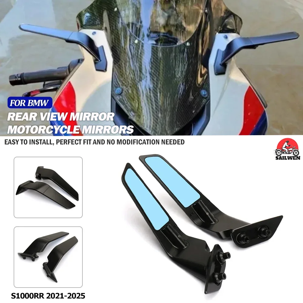 For BMW S1000RR 2019 - 2025 Stealth Sport Winglet Mirror Kits Adjustable Stealth Mirrors 2025 S1000RR Rearview Mirror
