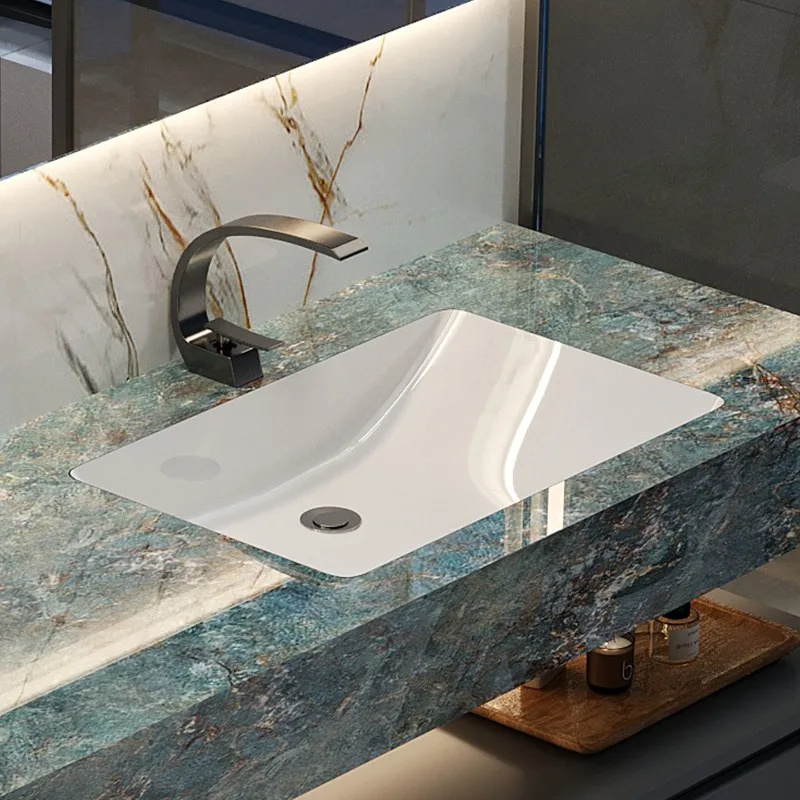

Blue dream rock slab seamless ceramic integrated basin hotel wind bathroom cabinet combination washbasin cabinet customization