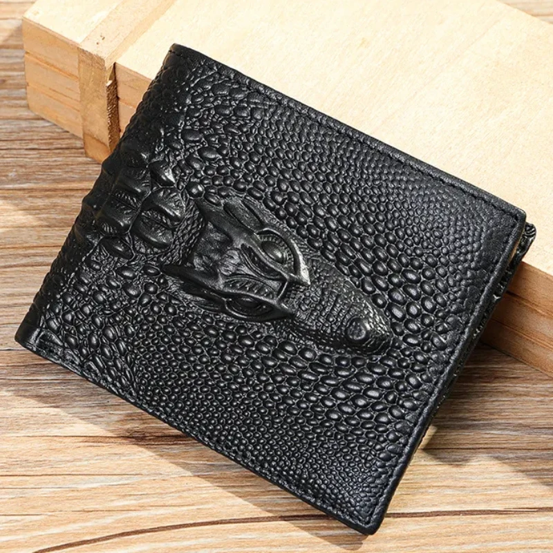 

Genuine Leather Crocodile Pattern Men's Wallet High Quality Business Rfid Blocking Card Holder Zip Coin Pocket Purse Wallet