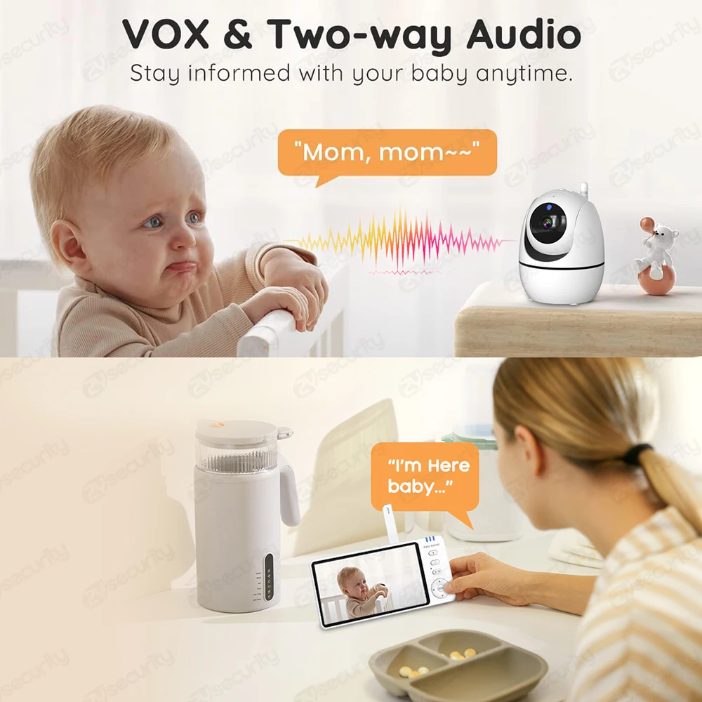 5 Inch Electronic Baby Monitor Pan Tilt Zoom Babyphone Camera 2-Way Audio Night Vision Nanny Monitor Bebe Video Surveillance