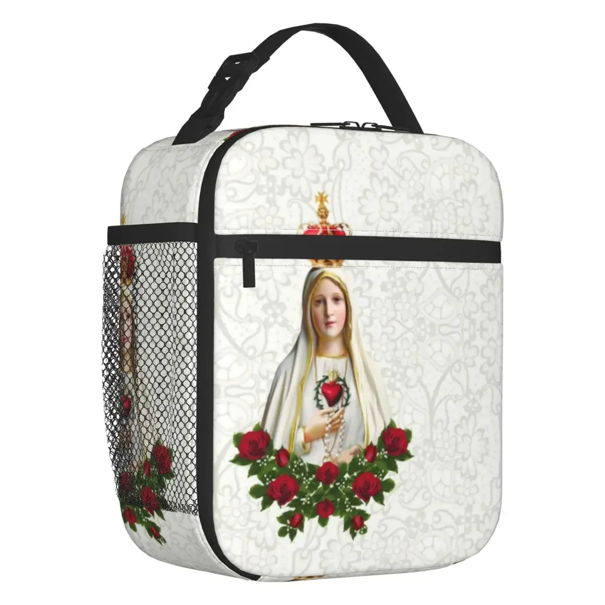 Our Lady Of Fatima Insulated Lunch Bag for School Office Portugal Rosary Catholic Virgin Mary Thermal Cooler Bento Box Children