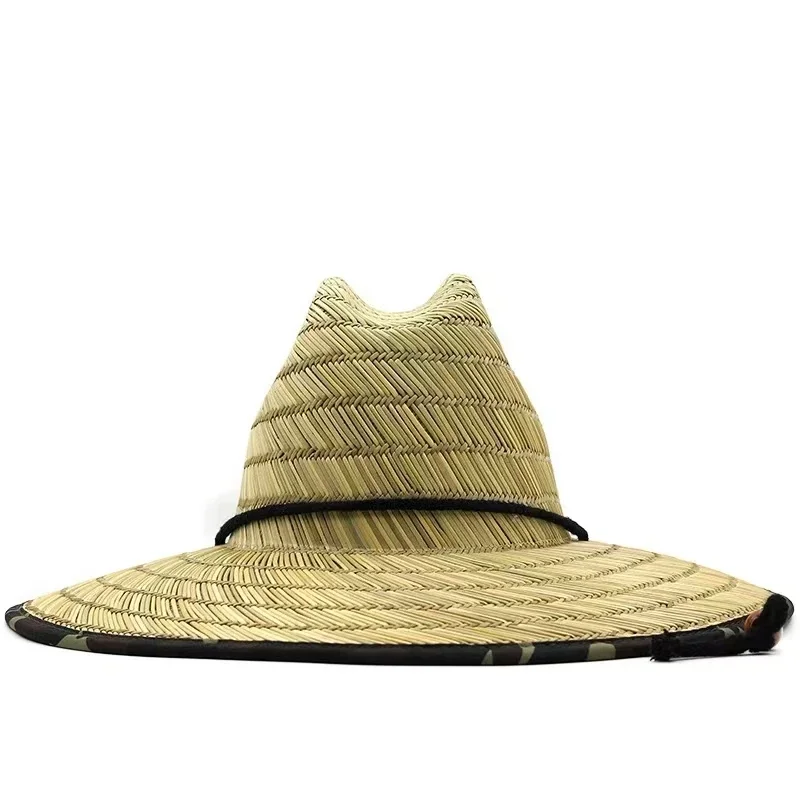 Men Women New Handwork Lifeguard Hat Straw Summer Beach Sun hat Outdoor Summer Wide Brim Panama Straw Girl Summer Hat