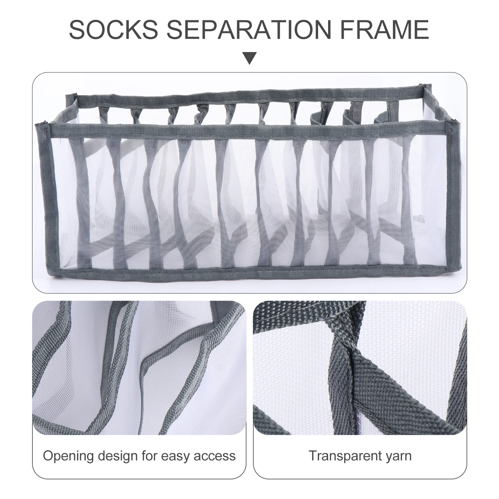 

3Pcs Socks Storage Boxes Multi-Grid Organizer for Underwear Ties and Small Garments Socks Storage Boxes