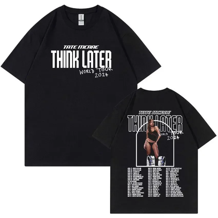 Tate McRae The Think Later Worlldd Tour 2024 Print Men Women Retro High Quality Fashion Oversized T-shirt Hip Hop Clothing