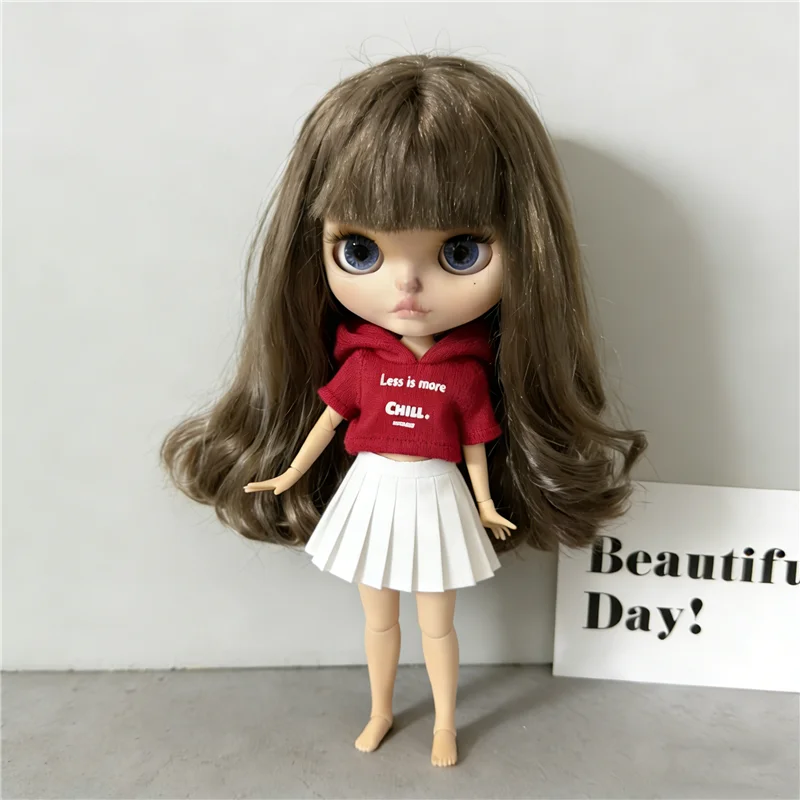 Clothes For Blythe Doll 6/1 Striped Vest Hoodie T-Shirt Sweater Outfit Clothing Suit OB22 OB24 Long Leg HelloKitty Azone Doll view 6