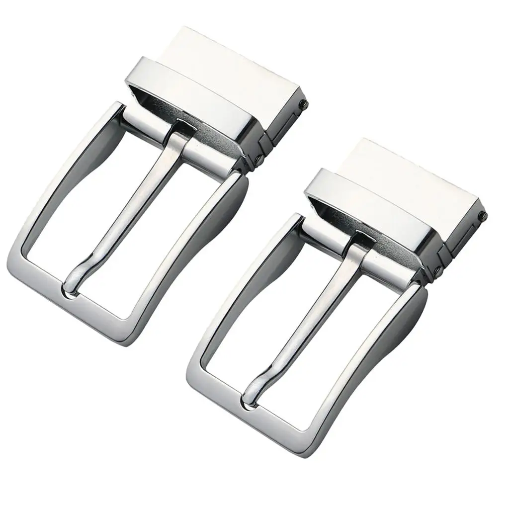 Single Prong Rectangular Belt Buckle Reversible Metal Alloy Pin Buckle Men Replacement Accessory Silver 8x4cm