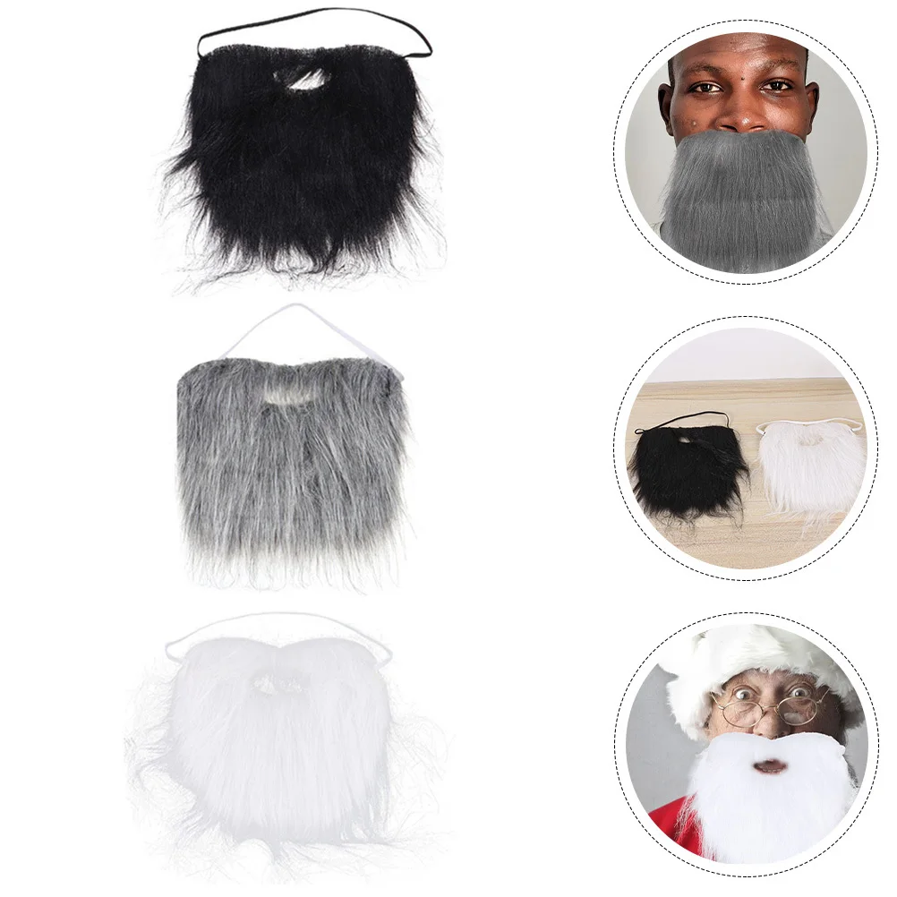 

3Pcs Halloween Cosplay Beards Fake Mustache Party Props Accessories Fake Beard for Men Halloween Party Props Simulated Beards