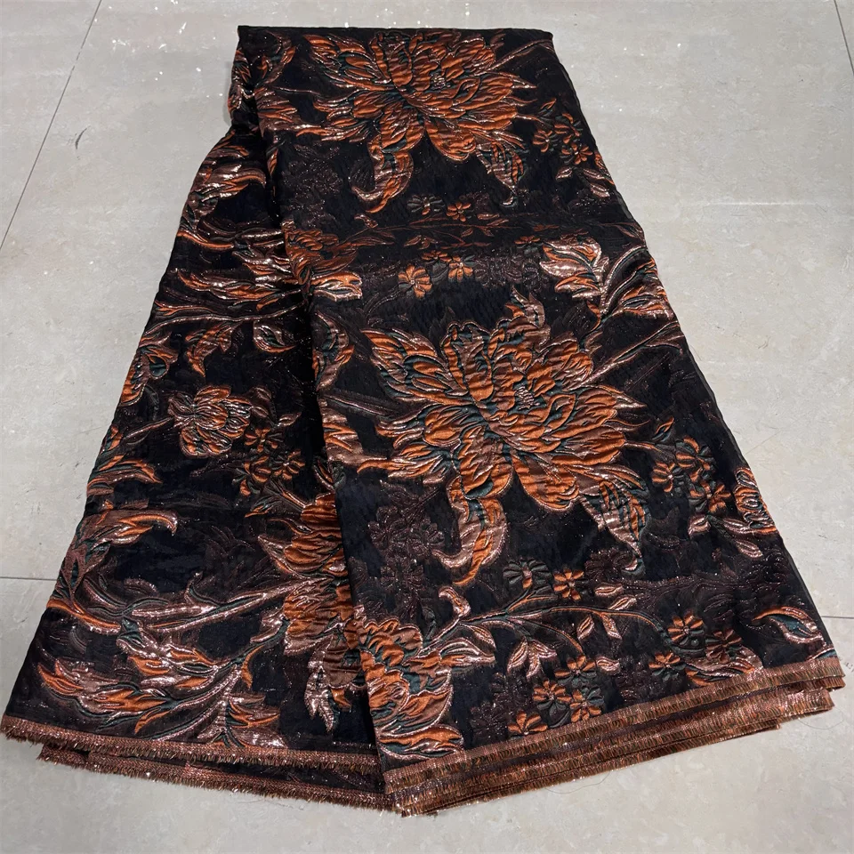 

Latest Nigerian Laces Fabric 2026 Luxury 5 Yards African Jacquard Brocade Lace Fabric for Sewing Family Prom Dresses