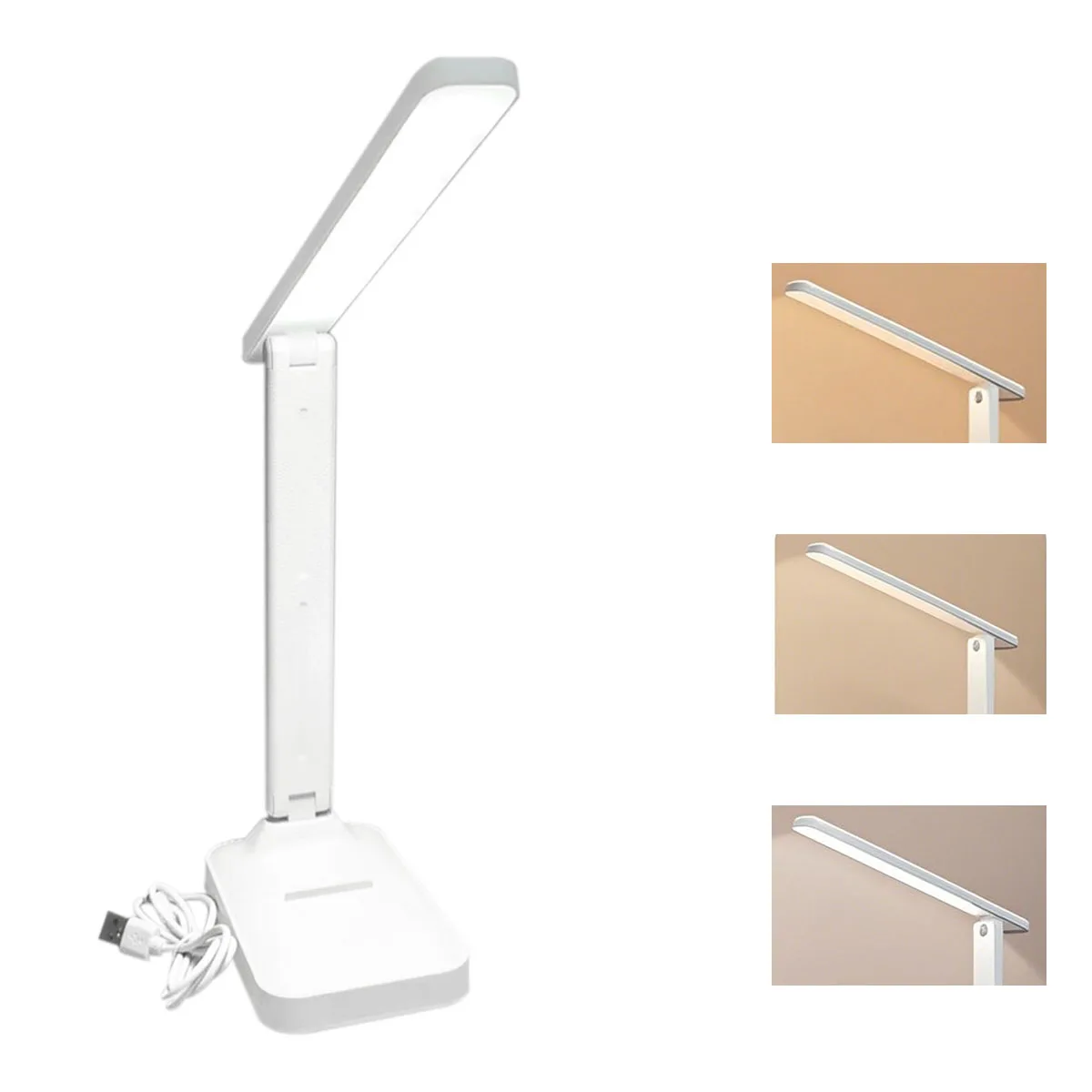 

LED Touch Switch White Folding Desk Lamp，Eye Protection Reading Night Light， Bedside Light，3 Stepless Dimming