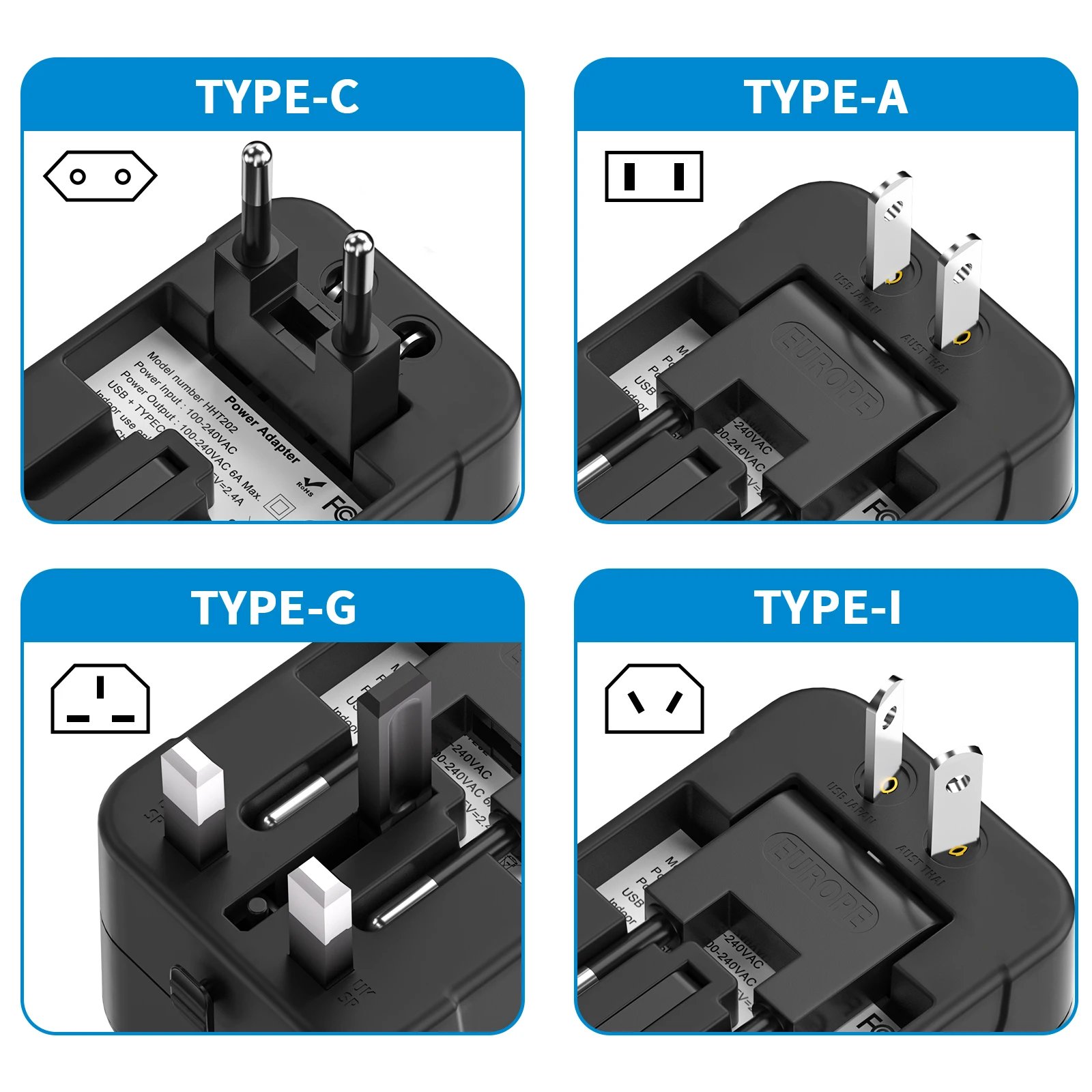 Universal Travel Adapter with Dual USB Port UK to EU Plug Adaptor Wall Charger AC Power Converter World for USA EU UK AUS