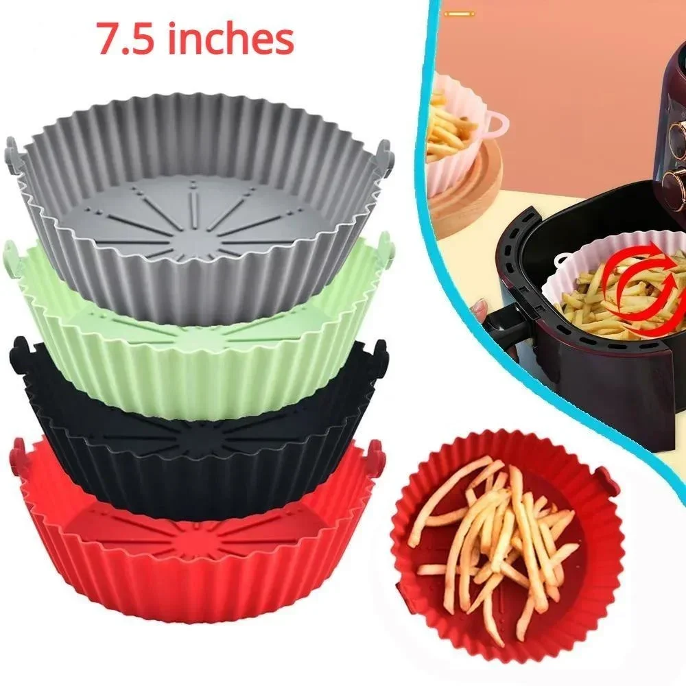 Topf für Heißluftfritteusen, Silikoneinlagen, Airfryer-Korb, Ersatz für brennbares Pergamentpapier, wiederverwendbares Backblech, Ofenzubehör