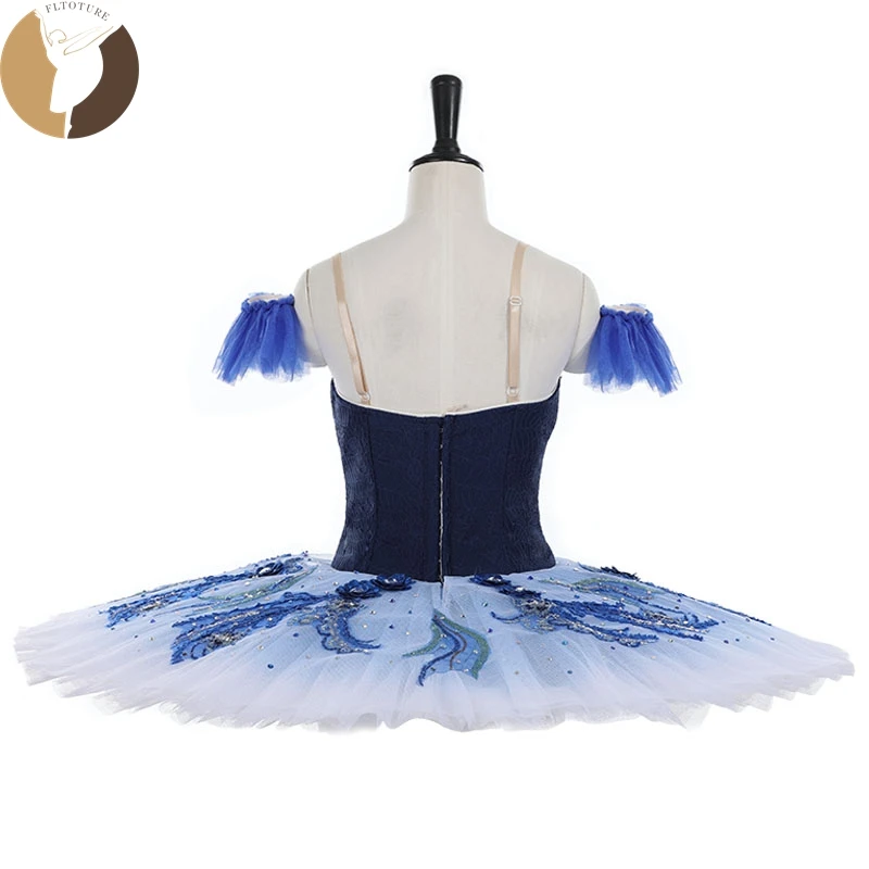 FLTOTURE  Classical Elastic Velvet Bodies Adjustable Stage Wear Blue Bird Platter Pancake Tutu Skirt For Ballet Nutcracker 4013