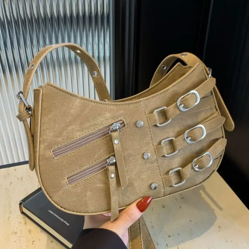 

Underarm Niche Bag Denim 2025 American New Retro Design Fashionable Versatile Spice Girl Locomotive Shoulder Handbag