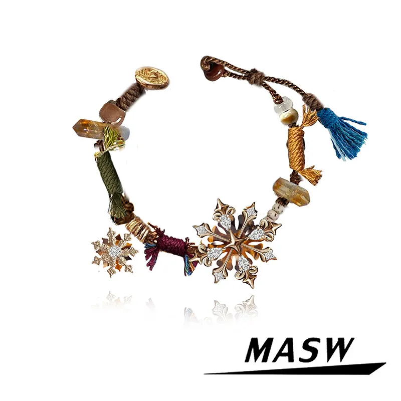 

MASW Original Design Vintage Temperamen Zircon Snowflake Bracelet For Women Female Gifts Modern Jewelry Fine Accessories