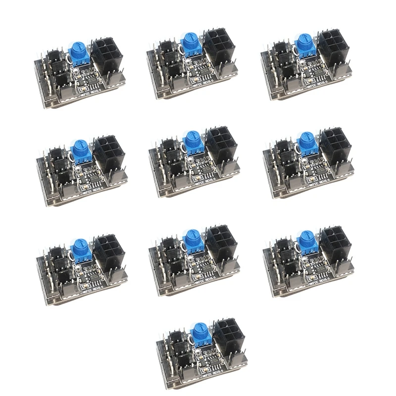 Top-10Pcs Chassis Fan PWM Hub Speed Controller High Power Support DC12V 3PIN/4PIN Desktop Computer Cooling Fans Splitter