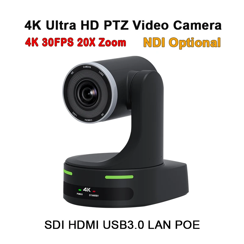 

4K 30Fps NDI HX USB3.0 POE SDI HDMI IP 20X Optical Zoom Broadcasting NDI PTZ Video Camera for Live Streaming Events Church