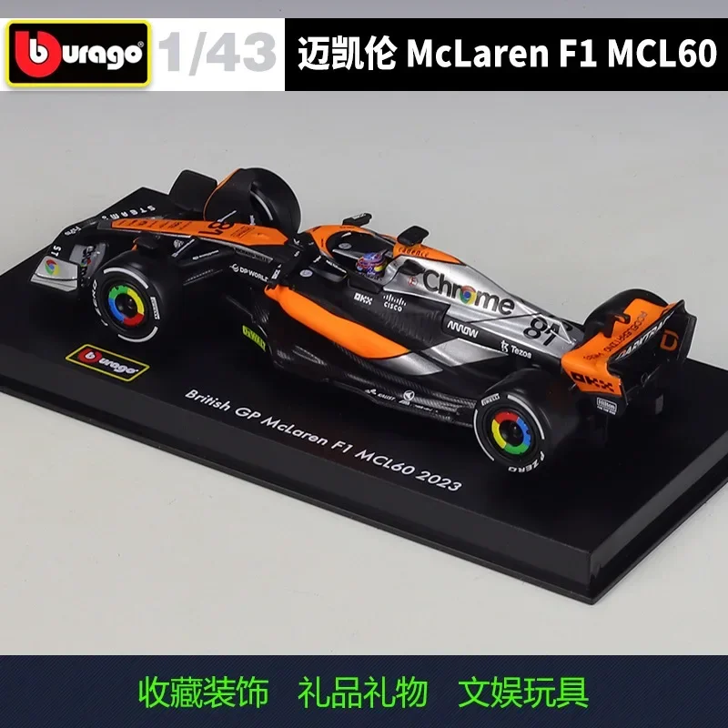 Bburago 1:43 2023 F1 MCL60 # 4 Lando Norris # 81 Oscar Piastri Formula Racing Modello pressofuso Collezione di giocattoli Regali BV30