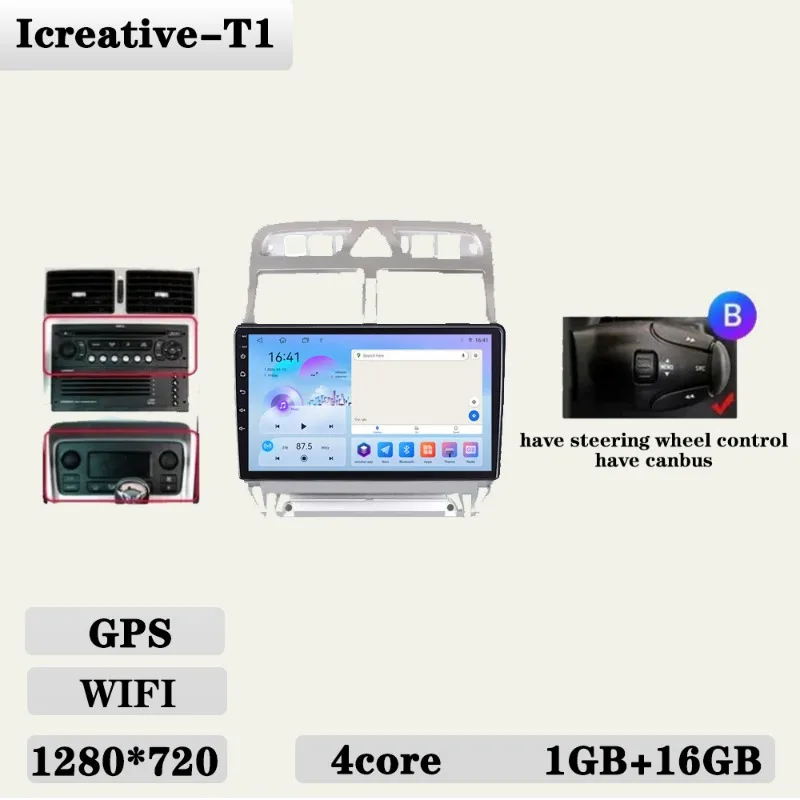 Autoradio voor Peugeot 307 307CC 307SW 2002-2013 Multimedia Carplay Speler Stereo Auto Audio Autoradio Android 9 ''navigatie GPS