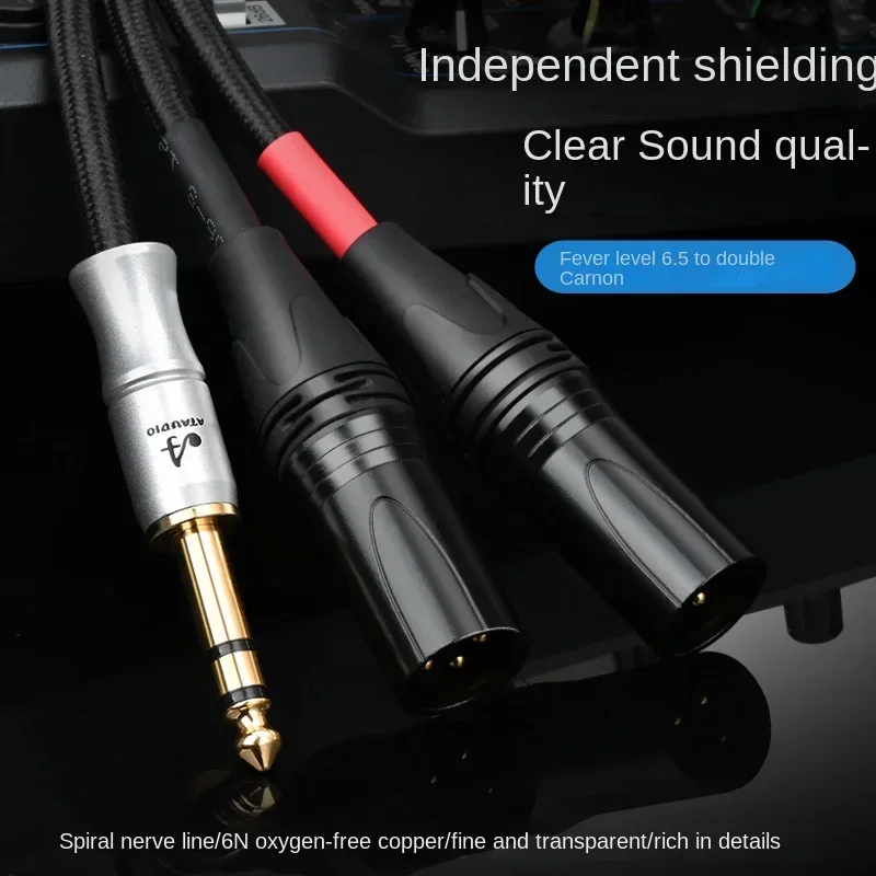 Fever Level 6.5 to dual Cannon Wire Oxygen Free Copper 6.35 Large Three Core to Dual Balanced Mixer Sound Card Audio cable