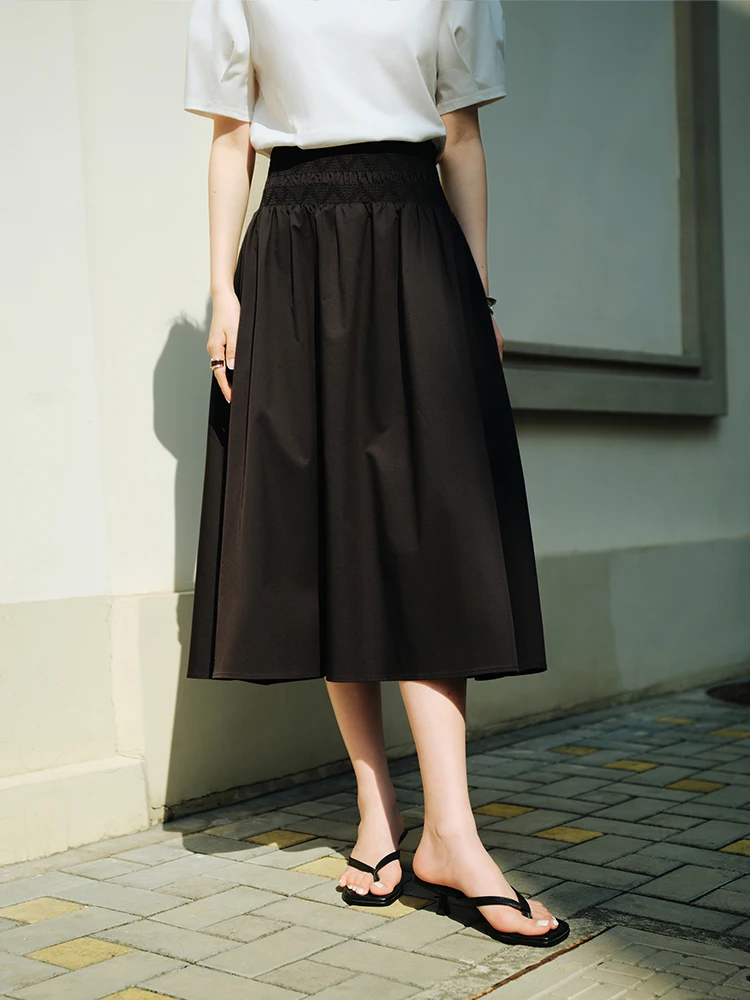 DUSHU Fashionable Slim Commuting All-Match Temperament Women Skirt 2024 Summer French Romantic Stretch Long Skirt 24DS82296