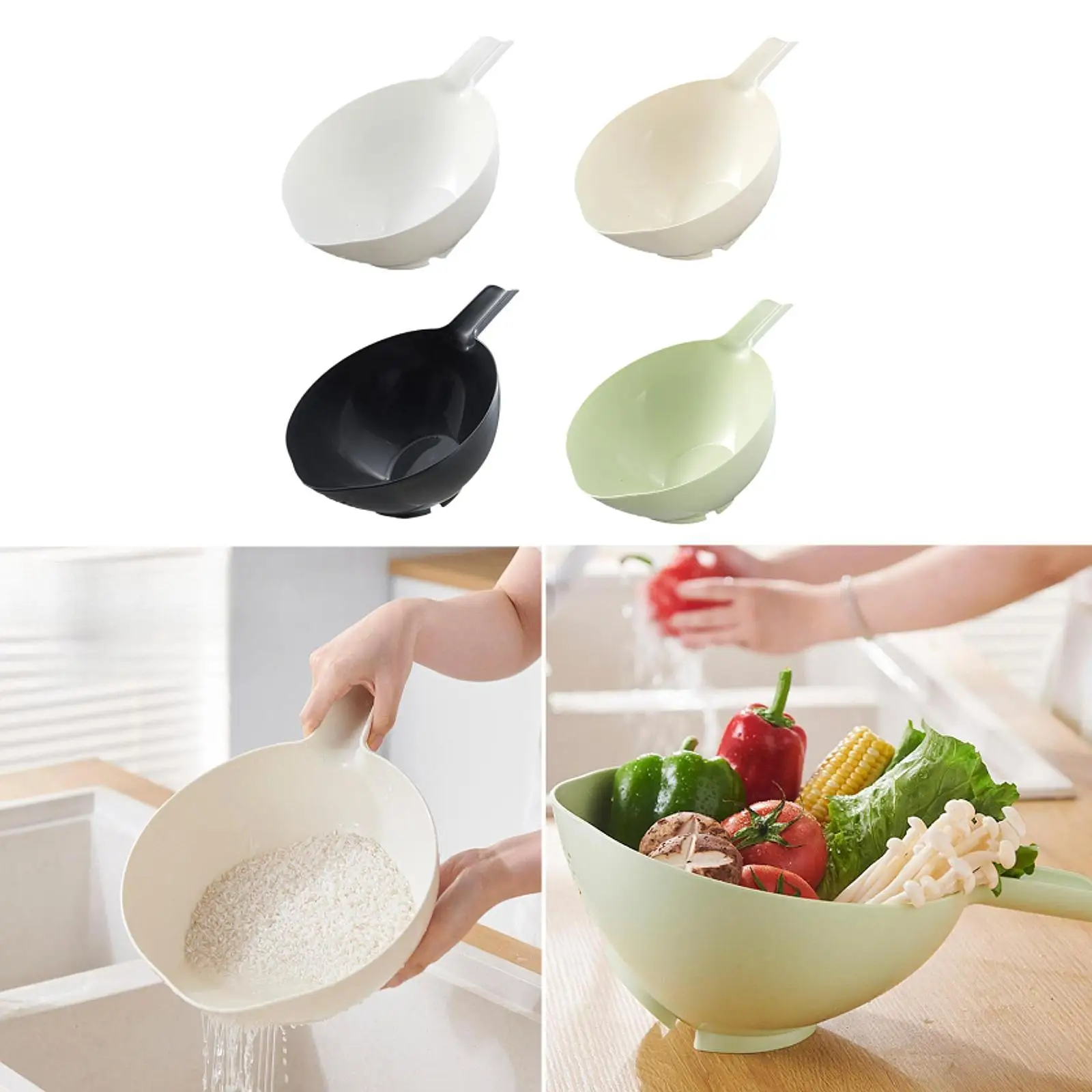 

Rice Washer Multipurpose Rice Sieve Kitchen Colander Bowl Rice Washing Bowl