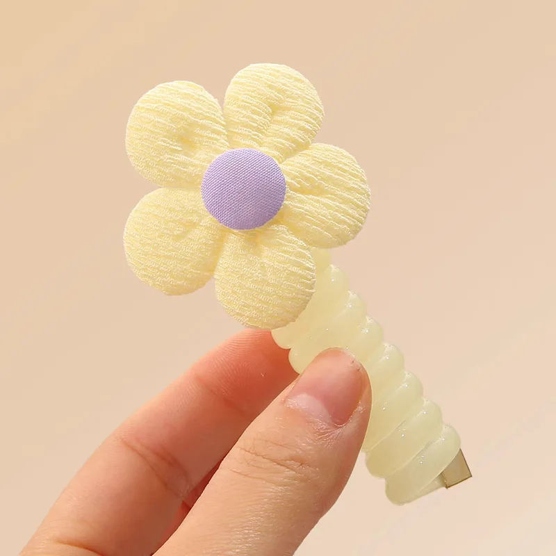 1PCS New Candy Colored Flowers Lovely Elastic Spiral Hair Rope Head Rope Ponytail Hair Ring Rubber Band Headdress For Girls