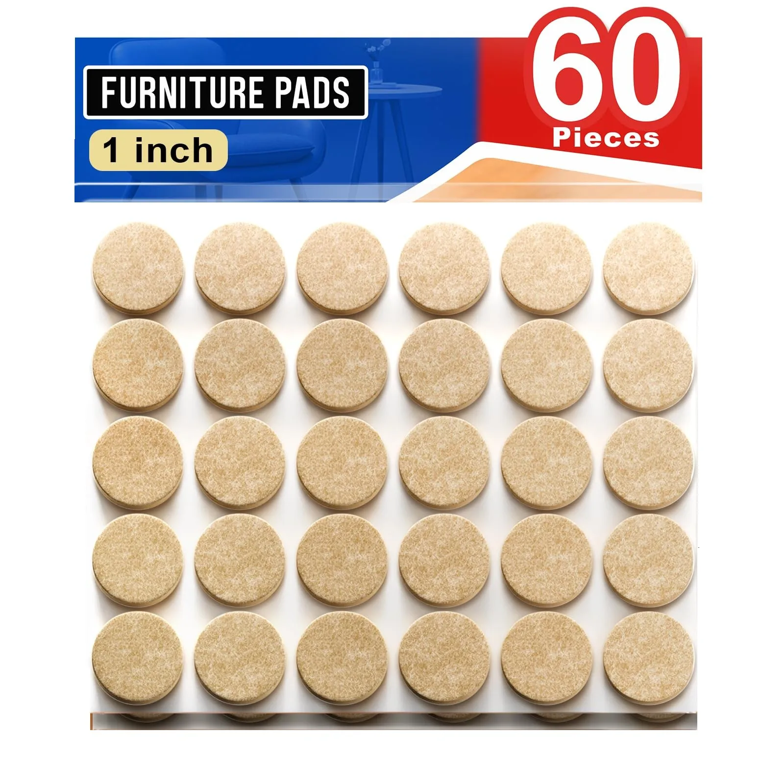 60 Stück Stuhlbein-Filzgleiter 1 Zoll Bodenschutz für Holzböden Rutschfeste Pads für Stuhlbeine Möbeltransport