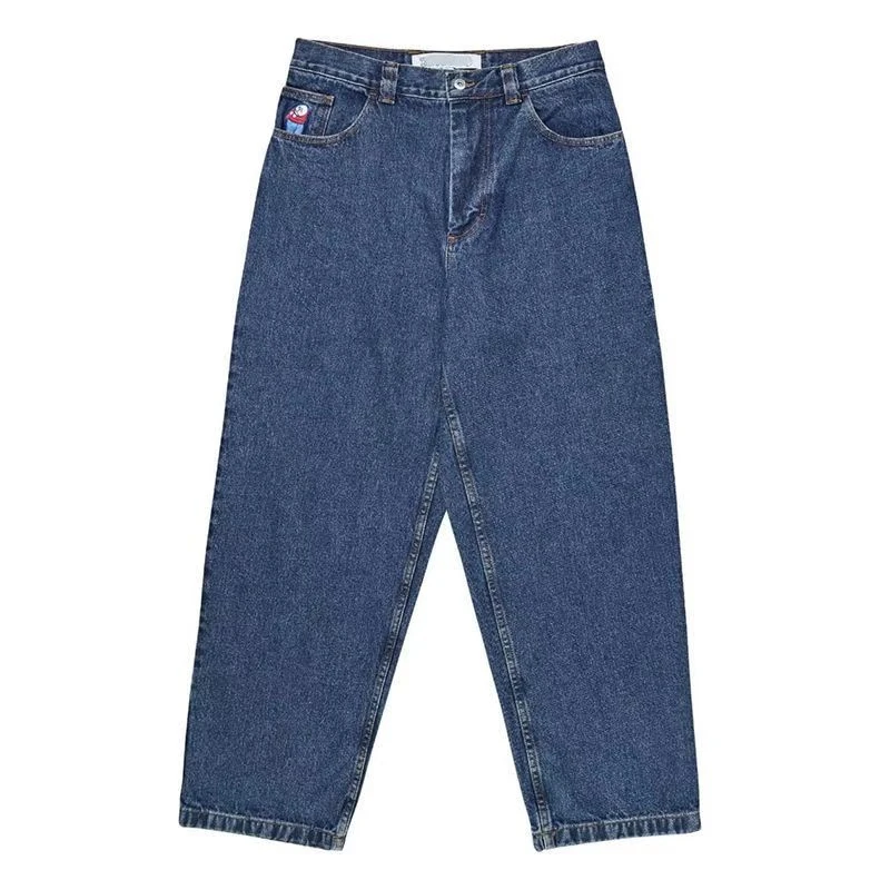 Jeans Baggy Bordados para Homens, Calças Denim Cargo Calças Simples de Lazer, Calças de Golfe Y2K para Homens, Quente