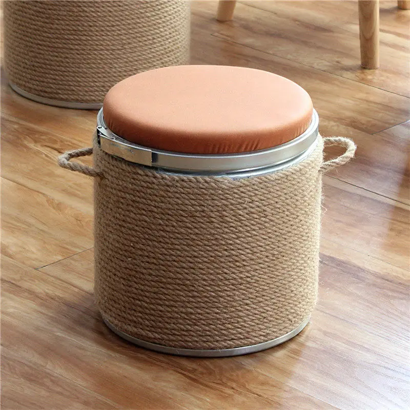 Round Barrel Storage Stool Ottoman, Nordic Style Footrest Seat for Living Room, Entryway Shoe Bench with Hidden Compartment