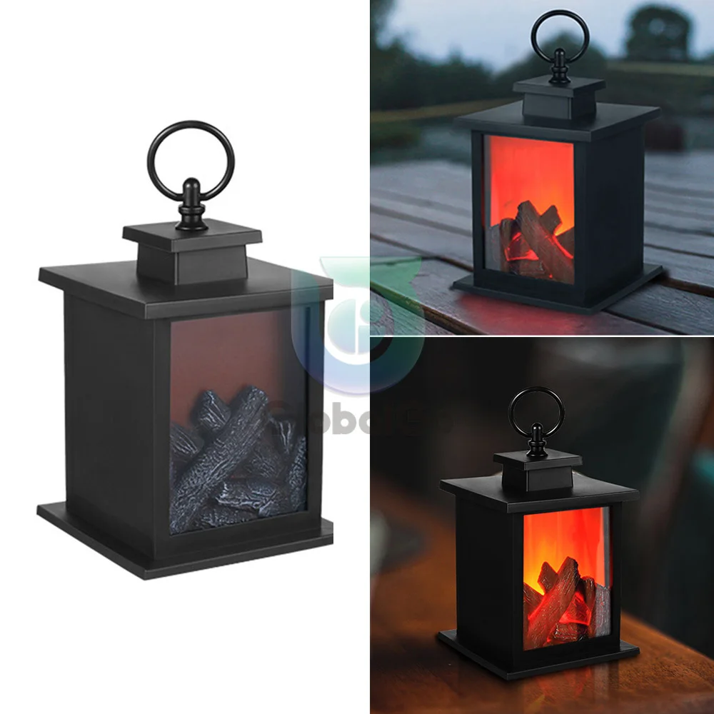 3D Decorative Fake Fireplace Lantern Creative LED Flame Night Light USB/Battery Night Lamp Festive Room Decor Birthday Gifts