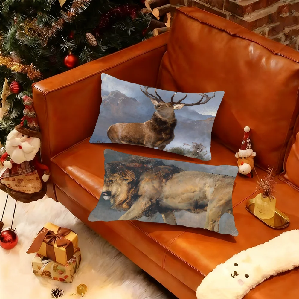 Painter E-Edwin L-Landseer The Monarch Of The Glen cushion cover Rectangle PillowCase Printing Bedside Sofa DecorationPillowcase