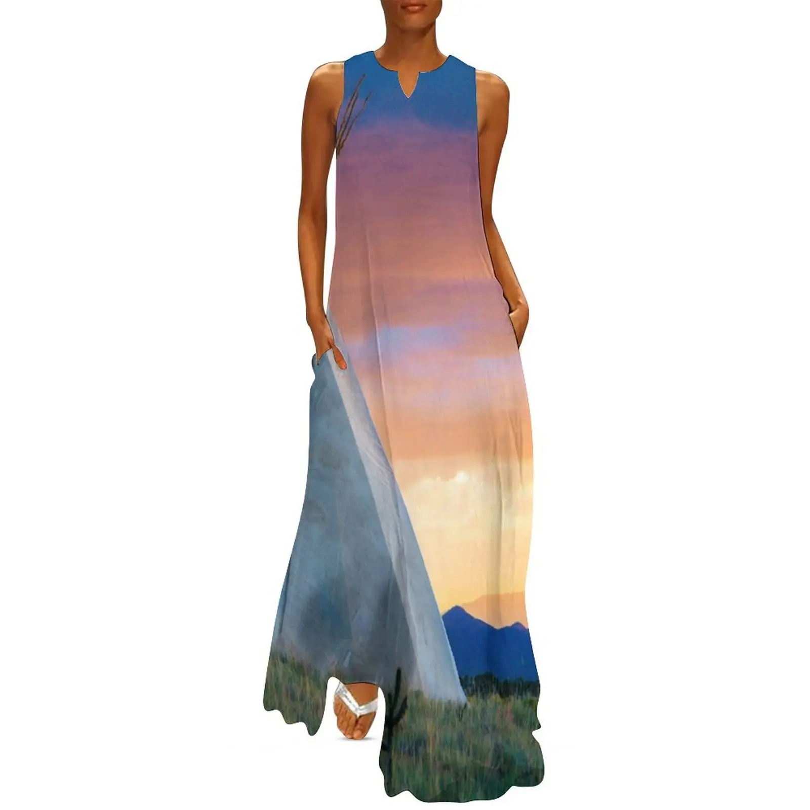 

Dual Teepees With Southwest Sunset Long Dress womans clothing dresses for official occasions beach dresses Dress