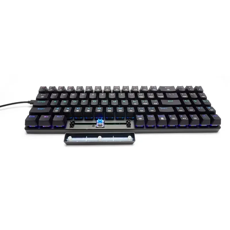 Teclado Mecânico Gamer com Fio, 78 Teclas, Retroiluminação RGB com Efeitos Programados, Carcaça de Alumínio Elegante, Teclas WIN Desativadas