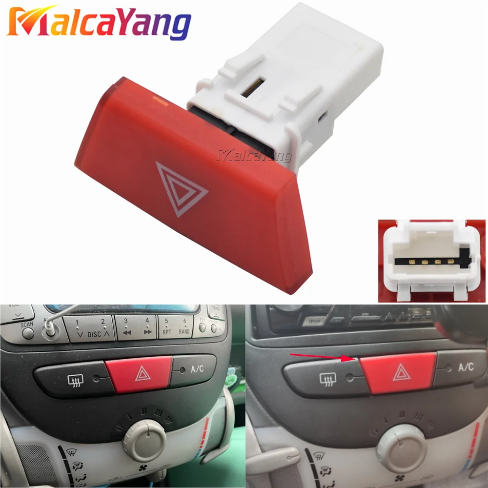 High Quality Auto Warning Hazard Switch Button Parts For Citroen C1 Toyota Aygo Mk1 Peugeot 107 OEM# 6490.NG 6490 NG 6490NG