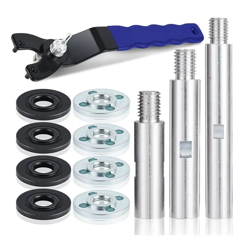 

AUAU-3PCS 5/8Inch -11 Angle Grinder Extension Shaft Connecting Rod,4 Sets Of Flange Lock Nut For Grinder Car Polisher Airway