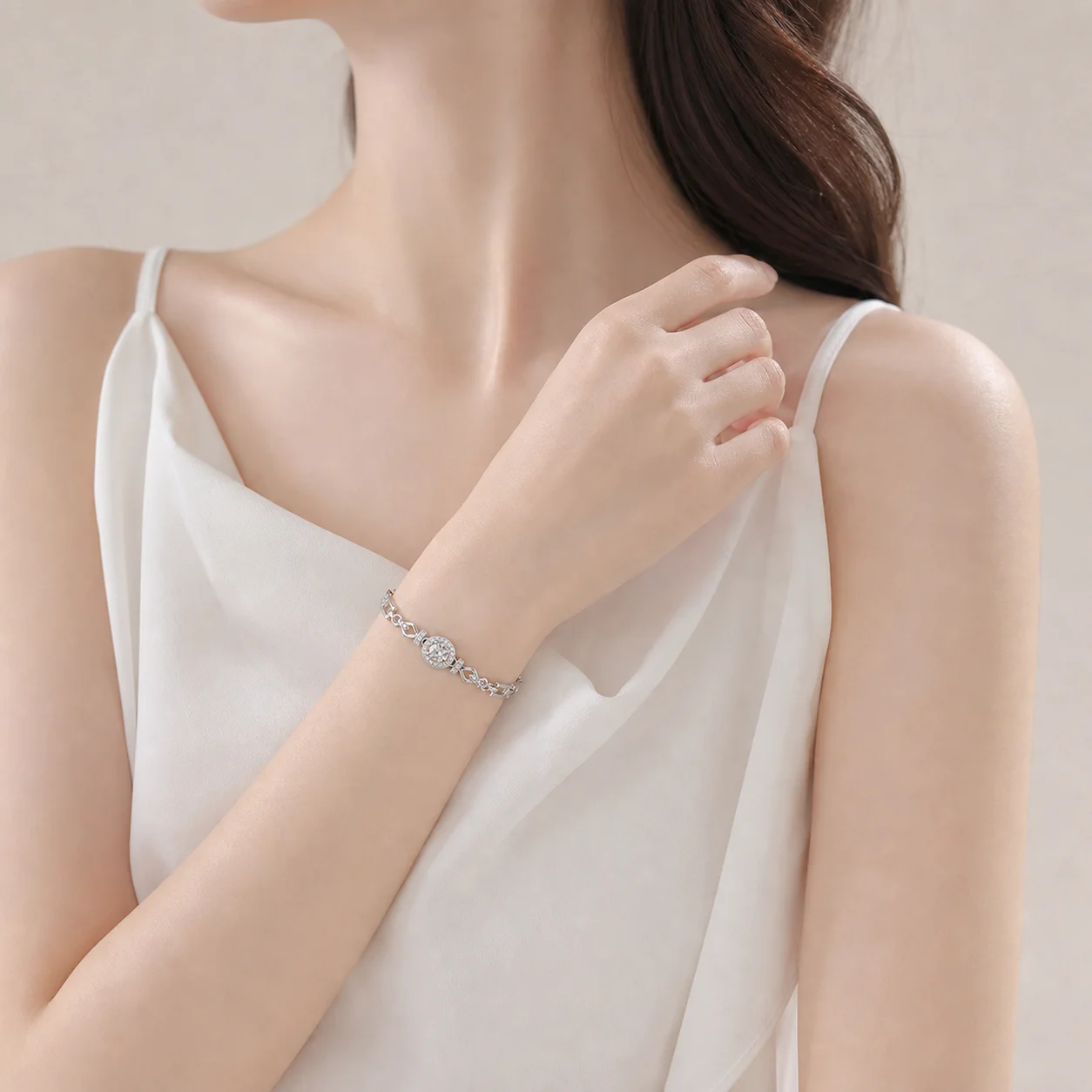 Oval Halo Moissanite Paperclip Chain Bracelet 925 Sterling Silver GRA Certified Adjustable Elegant Gift for Women