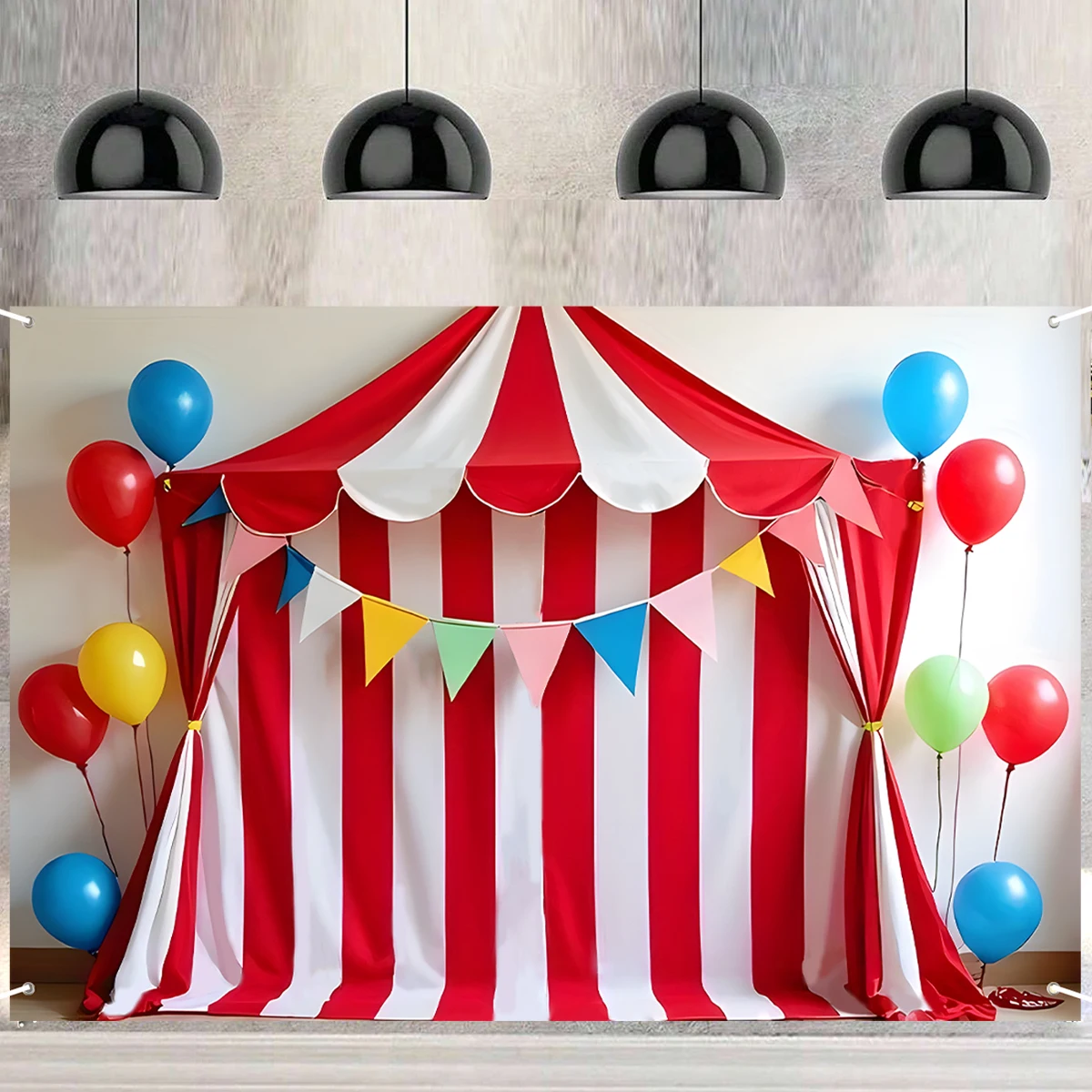 لافتة خلفية لحفلات أعياد الميلاد للأطفال، لافتة تزيين لحفلات أعياد الميلاد وحفلات السيرك الليلية وحفلات أعياد الميلاد