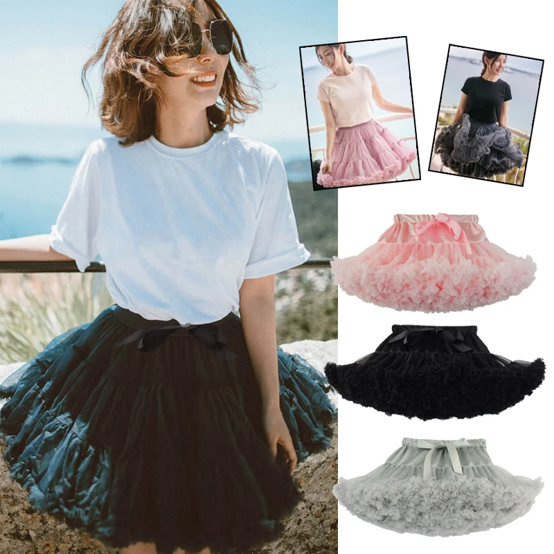 Falda de tutú para mujer y niña, ropa interior mullida para fiesta, Ballet, adolescente, Princesa, tul, baile