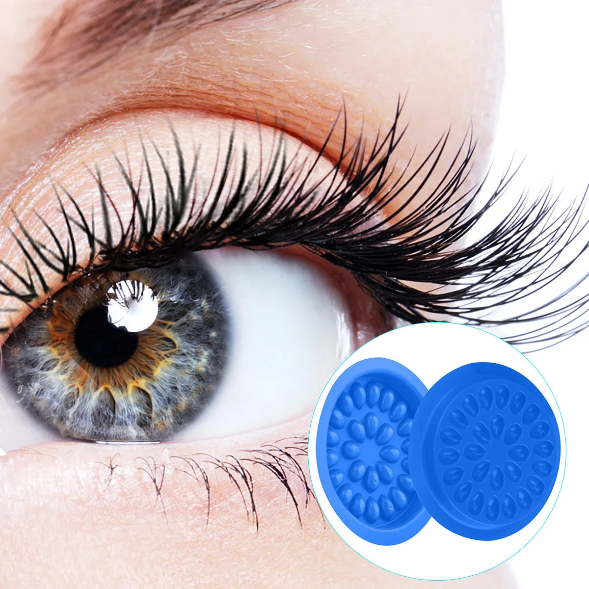 100 個プラスチックまつげトレイ再利用可能な防水接着剤ホルダーまつげエクステンション用花型パレット軽量移植ツール