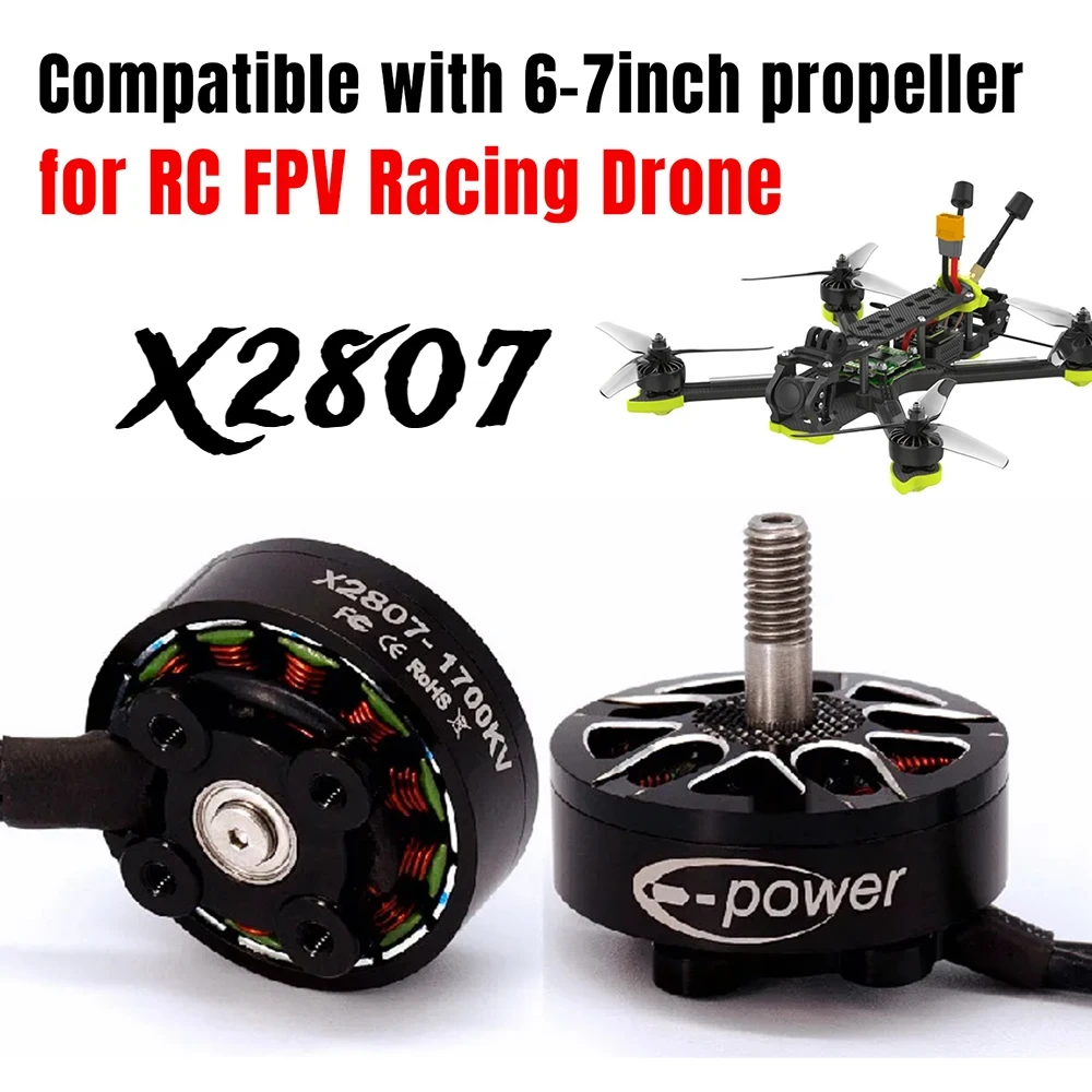 Borstelloze Motor X2807 2807 1300/1500/1700kv 2-6S 4Mm Lageras Motor Voor Rc Fpv Racing Drone Multicopter Diy Upgrade Onderdelen