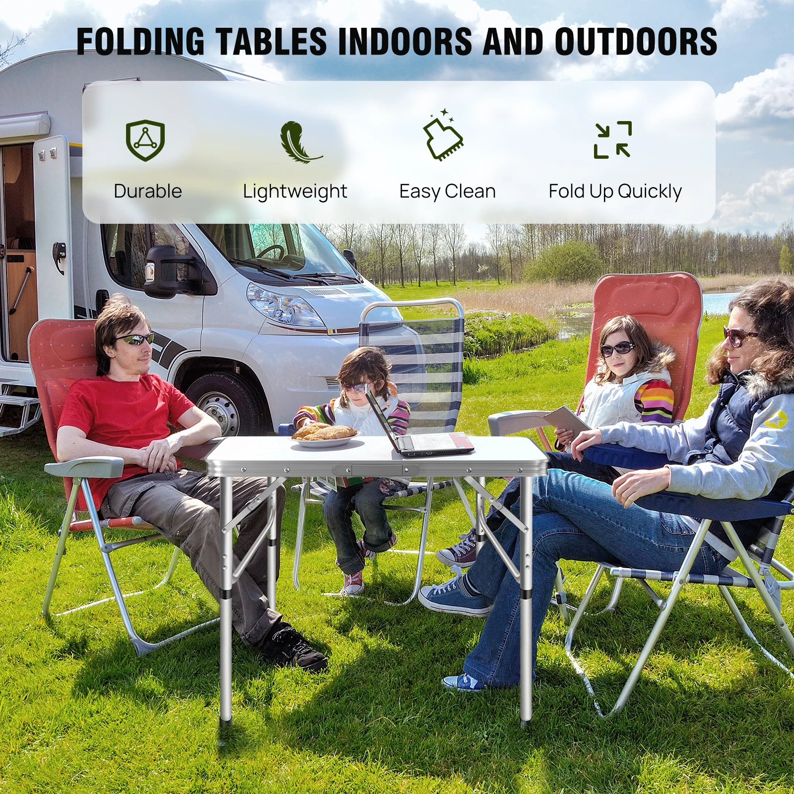 طاولة قابلة للطي طاولة تخييم للحفلات طاولة عربة جاردون طاولة القهوة طاولة طعام محمولة قابلة للطي طاولة العمل في الهواء الطلق 75x55x70cm