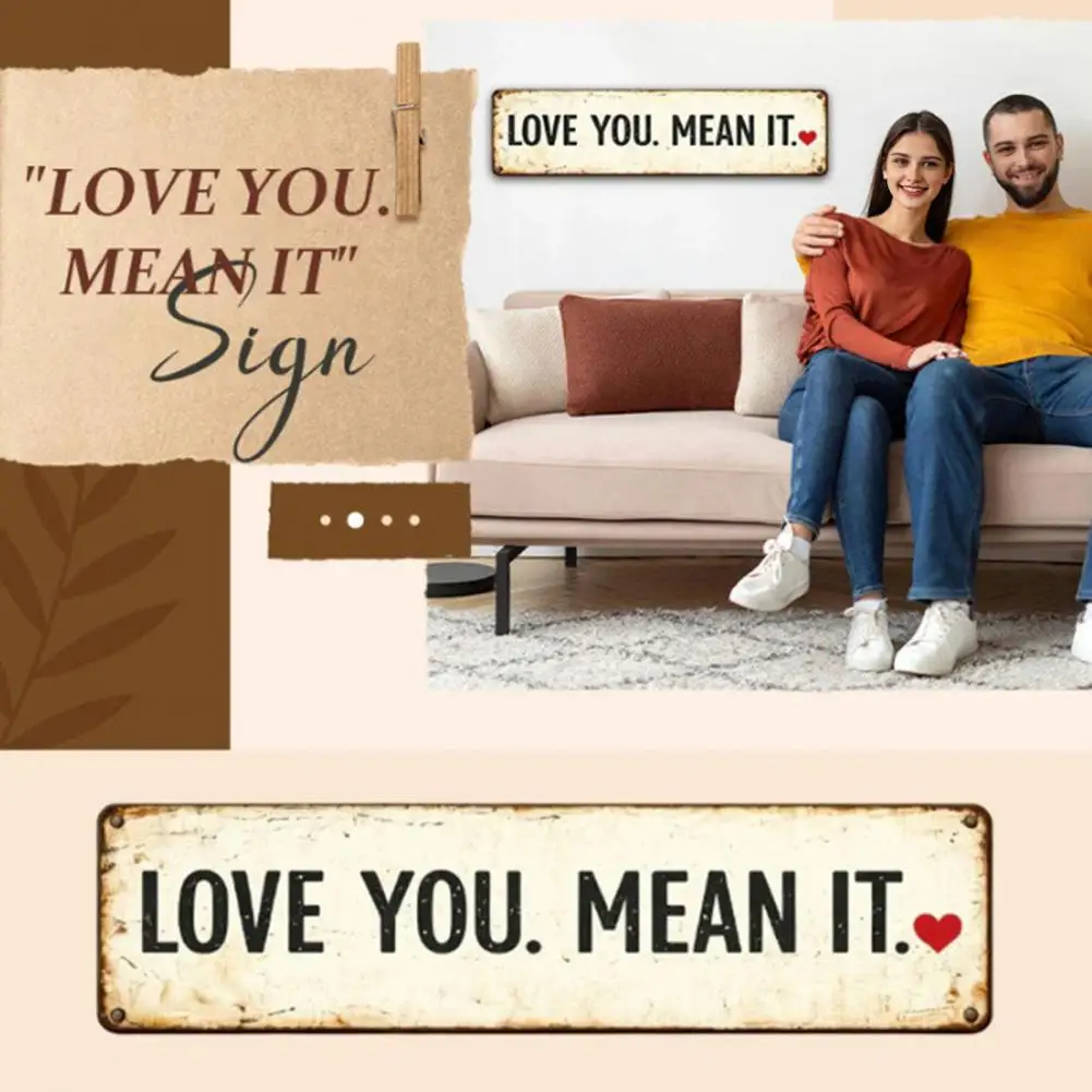 Plaque murale en métal vintage « Love Mean It » pour porte, décoration rustique de ferme, plaque suspendue pour entrée, chambre, salon