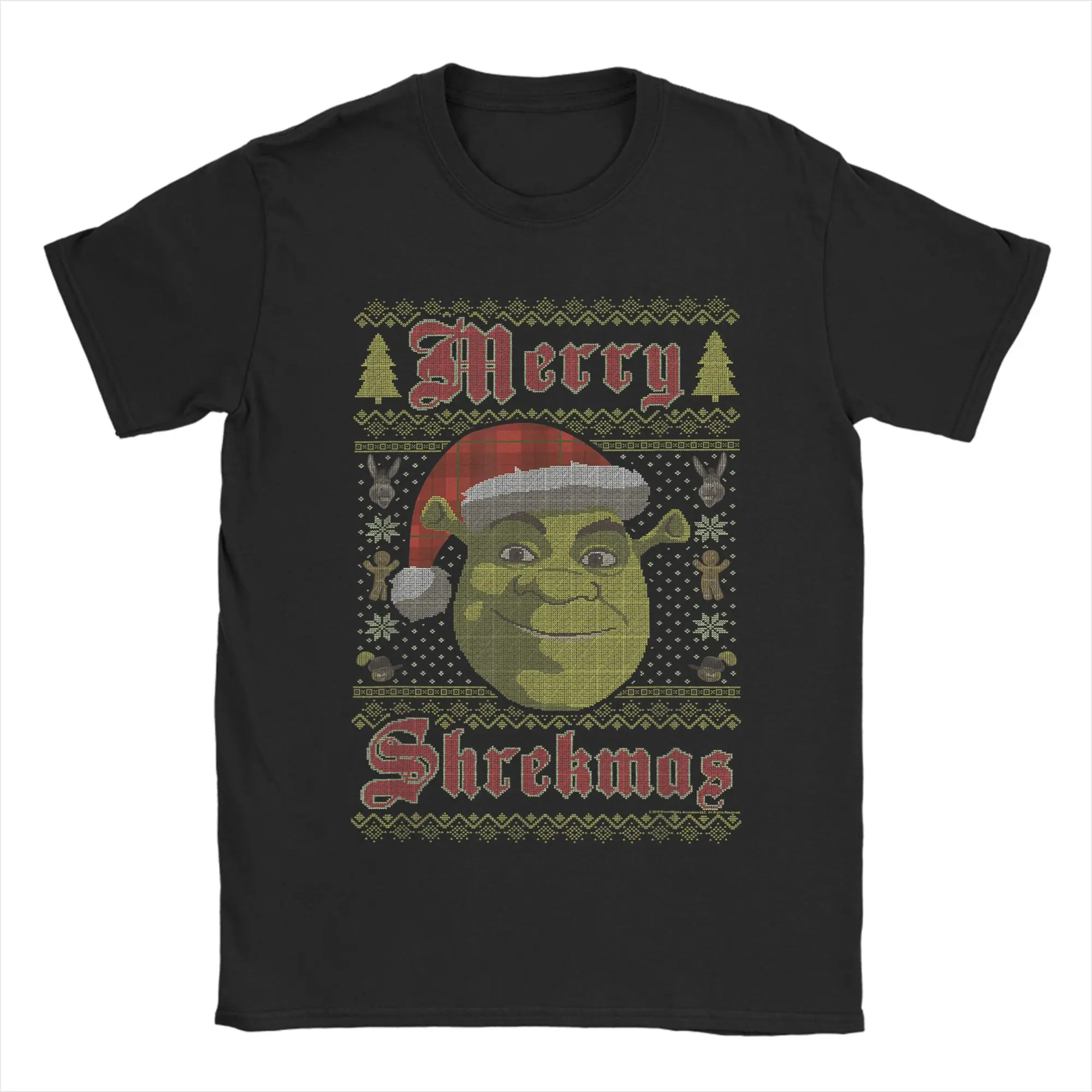 Shrek Merry Shrekmas Men's T Shirt  Funny Tee Shirt Short Sleeve Crewneck T-Shirts 100% Cotton Big Size Clothes