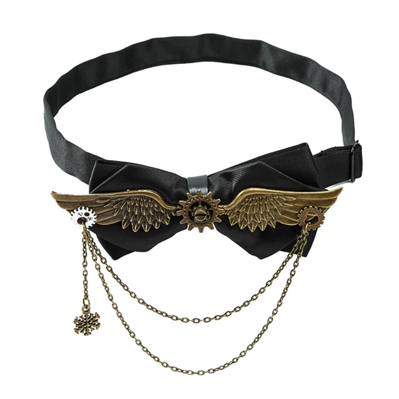

Steam Punk Chain Necktie With Gear Quick Release Bowtie For Halloween Costume