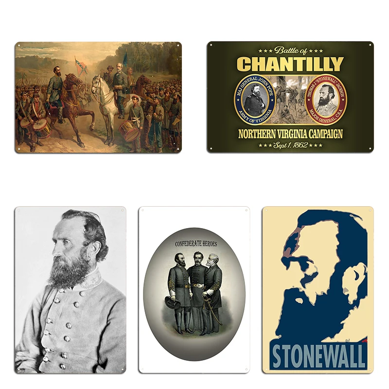 

Stonewall Jackson Political Parody The last meeting between Gen. Lee and Jackson Metal Plaque Design Wall Mural Tin Sign Poster