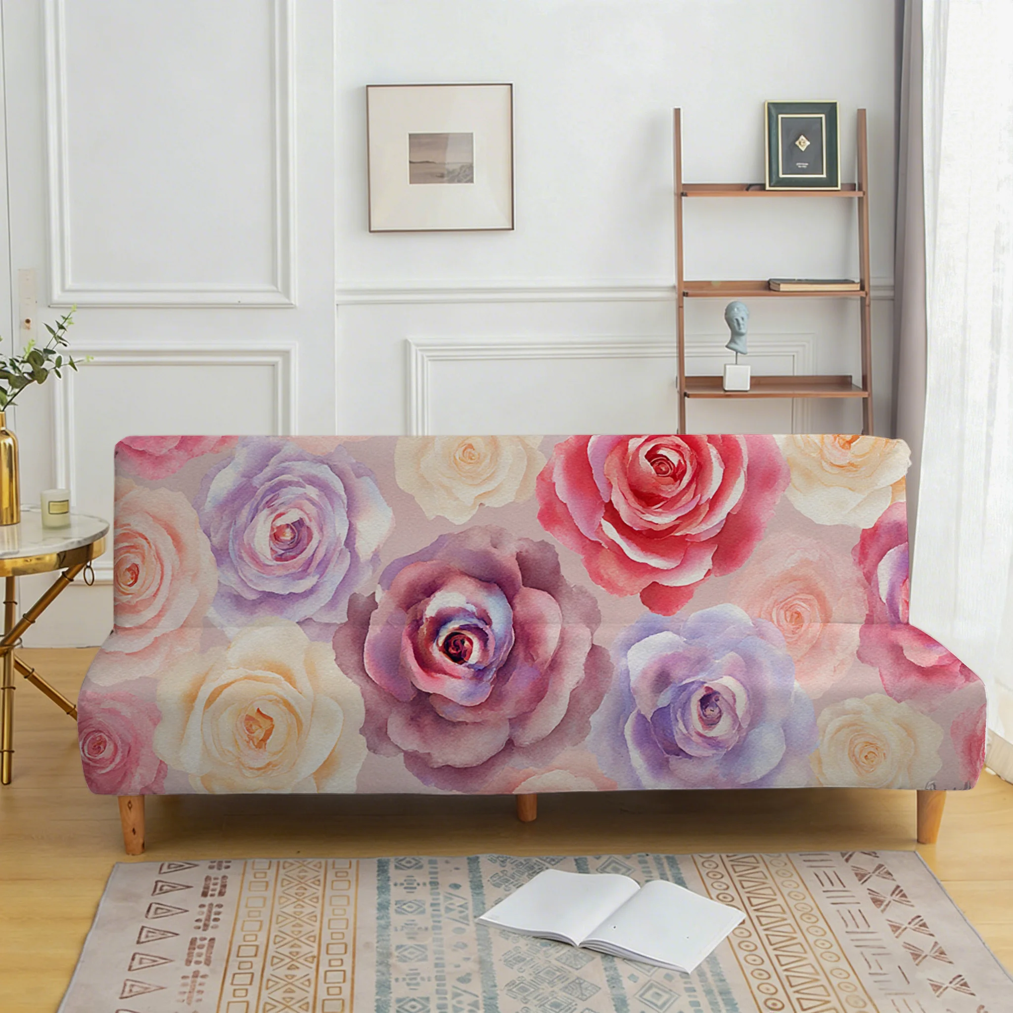 Stretch sofa bedspread, gentle wind color rose sofa bedspread, all-inclusive dust cover, easy installation, machine washable