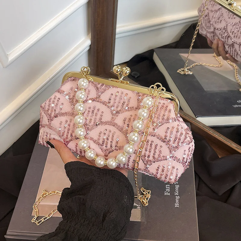 Sac Cheongsam de Style chinois, chaîne à Clip pour femmes, sac à bandoulière, sac à main en perles