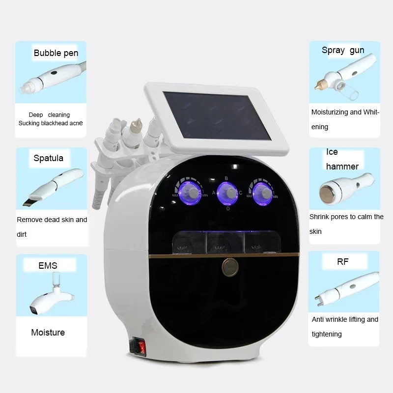 6 In 1 H2O2 Hydro Dermabrasion RF Lifting Spa Facial Hydro Facial Microdermabrasion Machine Bubble Washing Beauty Salon Machine