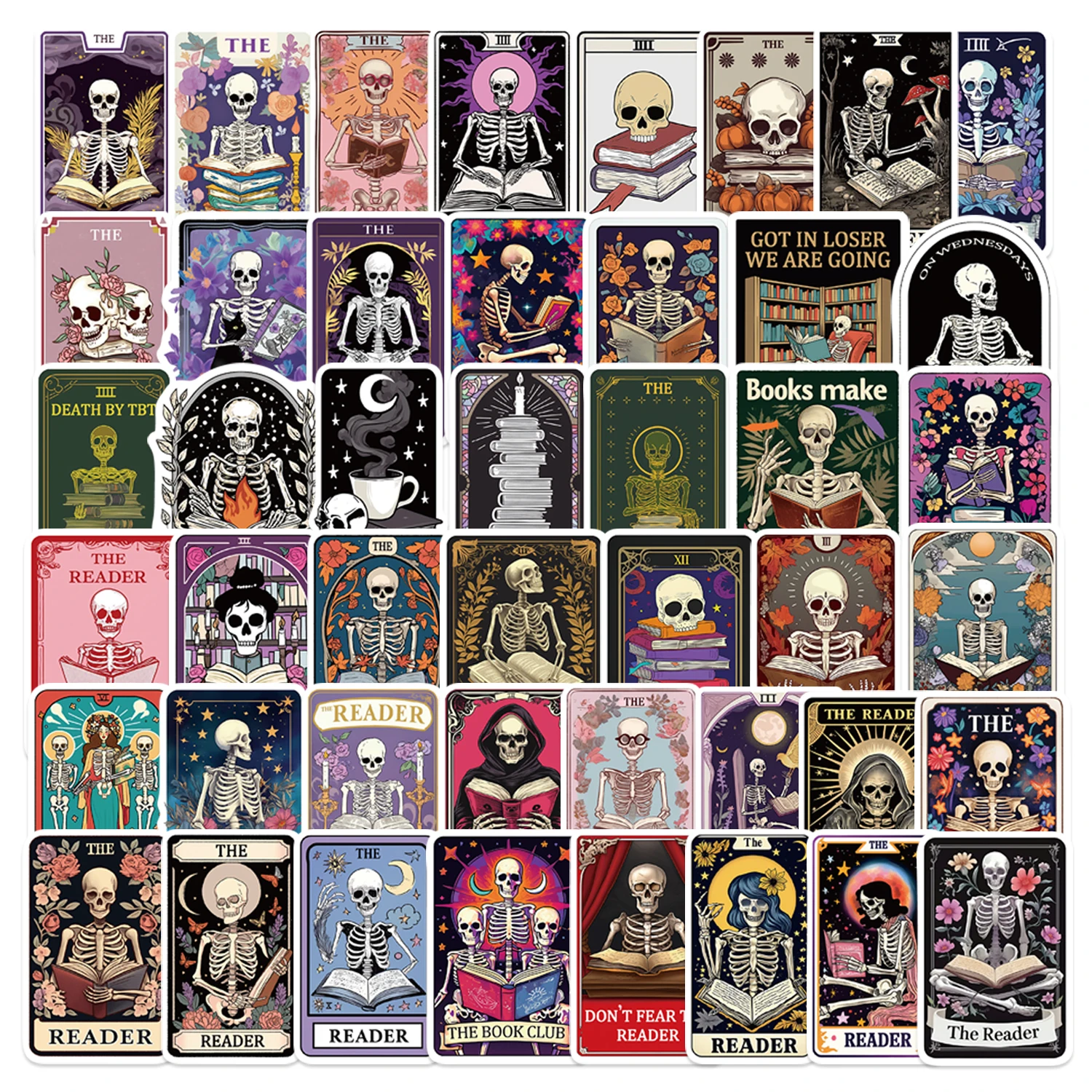 50PCS Creative The Reader Dusty Tarot Card Decorative Stickers Phone Cases Laptop DIY Personalized Waterproof Stickers